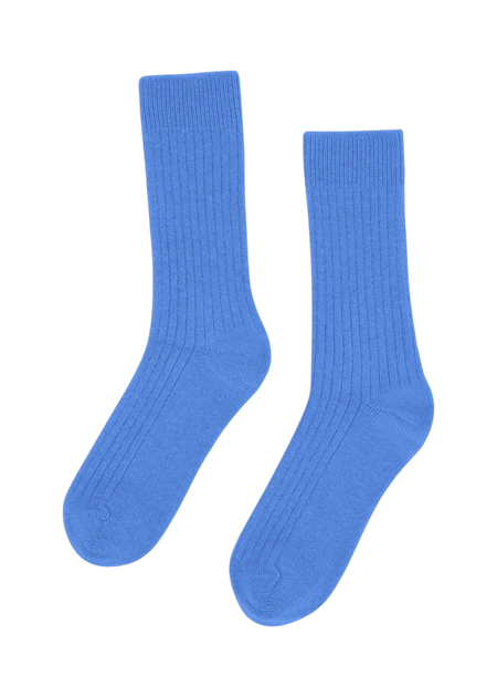 Chaussettes en laine mérinos recyclée | bleu "pacific blue" - Colorful Standard
