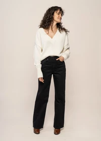 Jean large en coton biologique | noir "clean eileen smooth black""