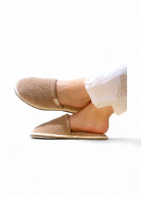 Chaussons en laine recyclée éponge | marron "simone eponge moka"