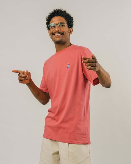 T-shirt framboise avec broderie en coton bio - gelati t-shirt sorbet red