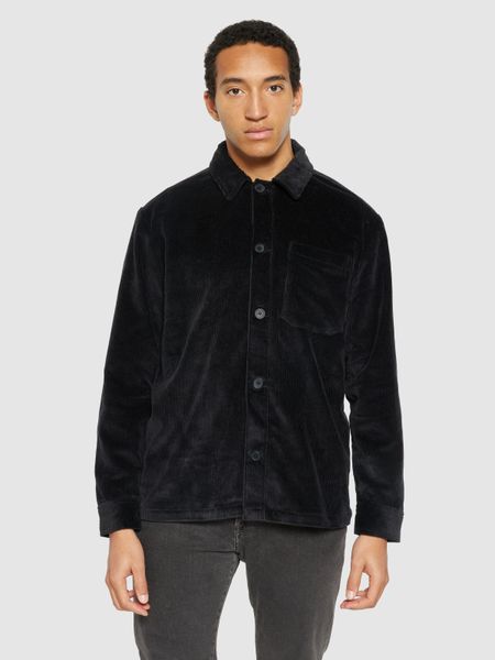 Surchemise en velours de coton bio | noir "stretched 8 wales corduroy overshirt black jet"