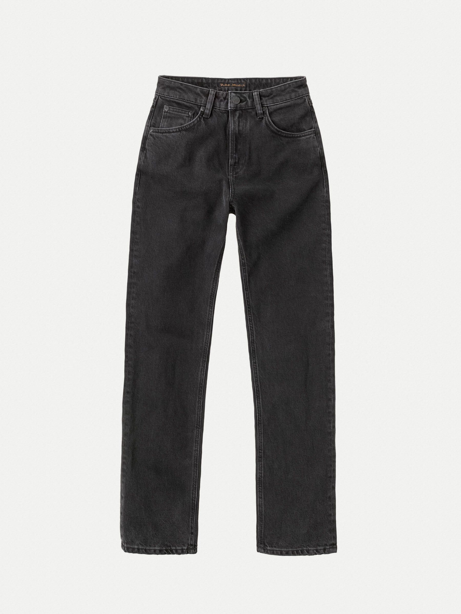 Jean droit noir en coton bio et tencel straight sally black sand femme
