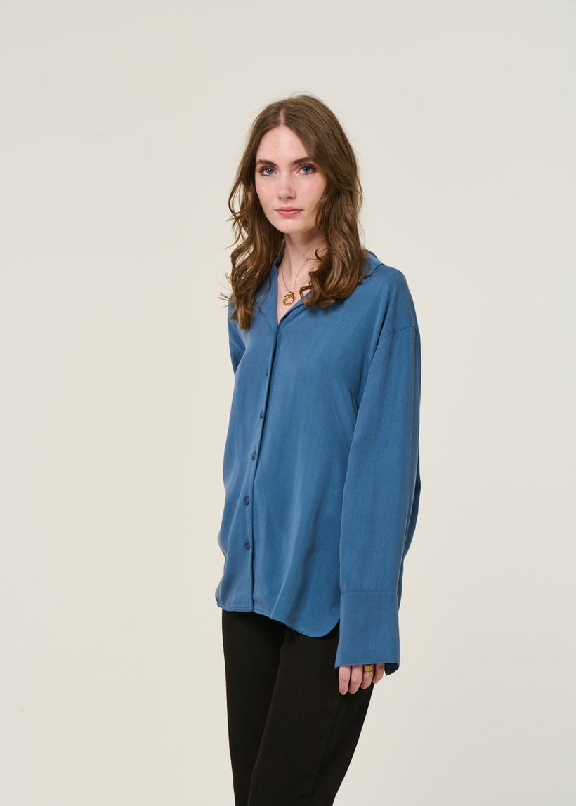 Chemise oversize en tencel | bleu "sea sira blouse - blu" - Thinking Mu