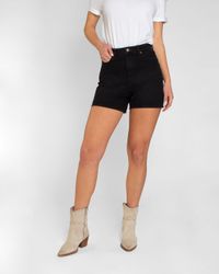 Short en jean noir en coton bio - demi short washed black