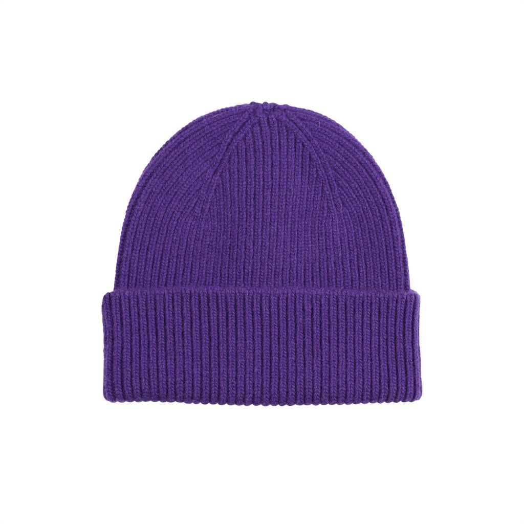 Bonnet violet en laine mérinos recyclée merino wool beanie ultra