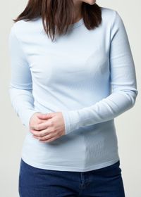 T-shirt manches longues côtelé  en coton bio | bleu "polar blue"