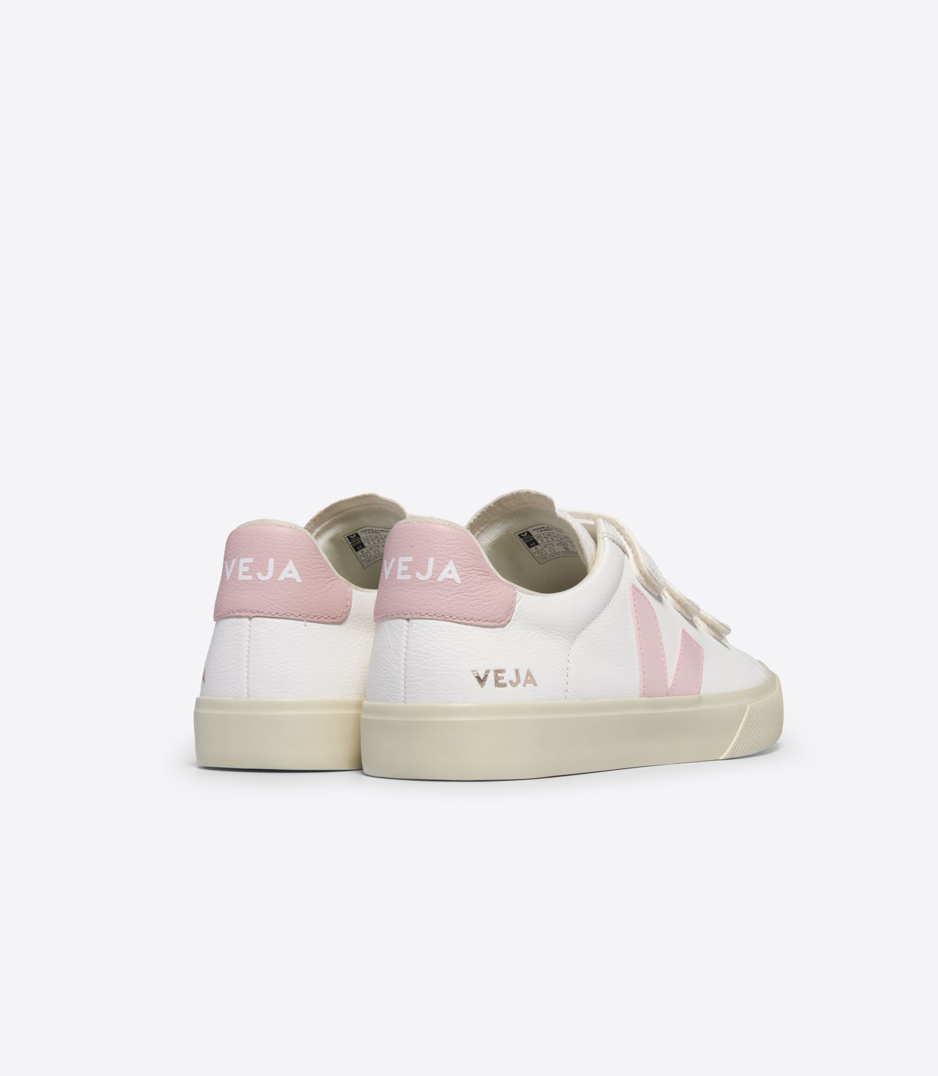 Baskets a scratch en cuir sans chrome rose recife chfree extra white petale Veja
