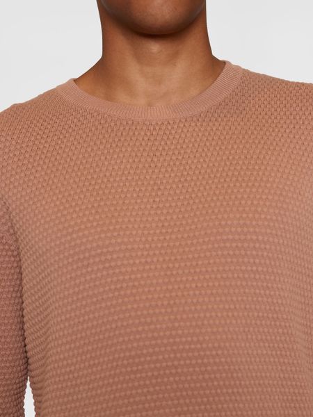 Pull tricoté en coton bio | marron "vagn regular bubble knit crew neck chocolate malt" - Knowledge Cotton Apparel