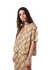 Chemisette ample en coton bio | multicolore "big tiles oversize cropped blouse topaz" - Brava Fabrics