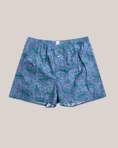 Caleçon bleu à motifs en viscose ecovero - crocodile blue