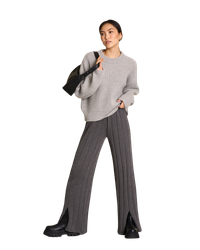 Pantalon ample en maille de coton bio | gris foncé "suzy dark grey"