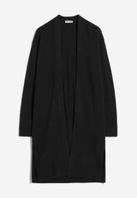 Gilet long noir en coton et laine bio - maertaa black