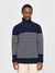 Pull col camionneur en laine bio | marine "1/2 neck zip merino wool rib knit blue stripe"