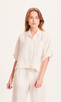 Chemise écrue en lin bio et tencel - juniper loose buttercream