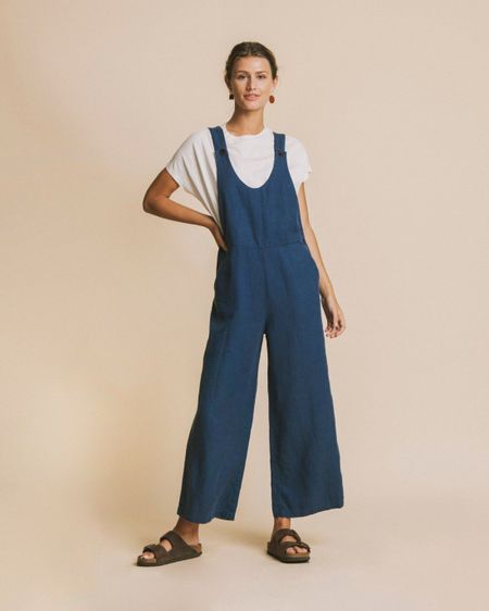 Combinaison bleu canard en chanvre et tencel - kasaï