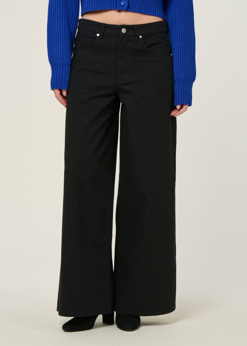 Pantalon large en coton bio | noir "black hedda pants" - Thinking Mu
