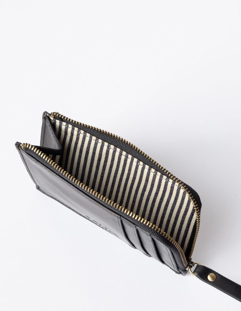 Portefeuille en cuir certifié | noir "lola - black classic leather" - O My Bag