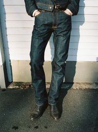 Jean droit en coton biologique | bleu "slim jim dry streaky - dry blue"