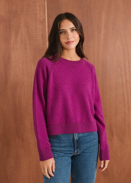 Pull boxy en laine mérinos recyclée | rose magenta