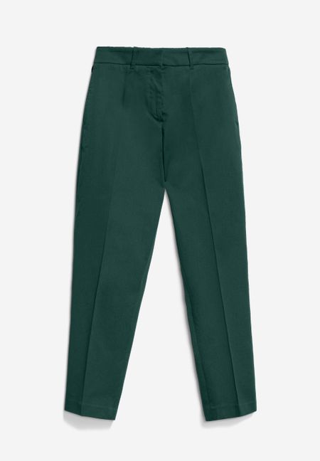 Pantalon à pinces en coton bio | vert foncé "warmaar teal stone"