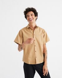 Chemisette camel en chanvre, coton bio et tencel