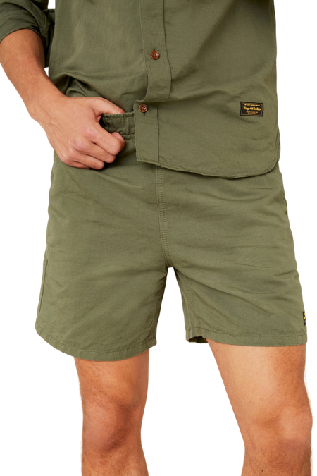 Short kaki en coton et lin bio - bidatsu treetop linen mix