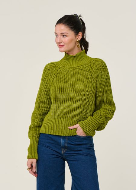 Pull maille en coton bio | vert "ola - mossy pear"