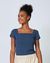 T-shirt bleu côtelé en coton bio - arima