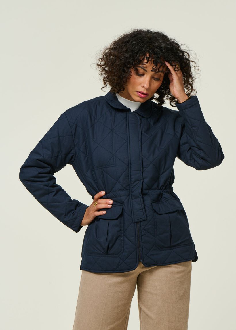 Veste matelassée en coton bio et matière recyclée | marine "padded overshirt - night sky' - Knowledge Cotton Apparel