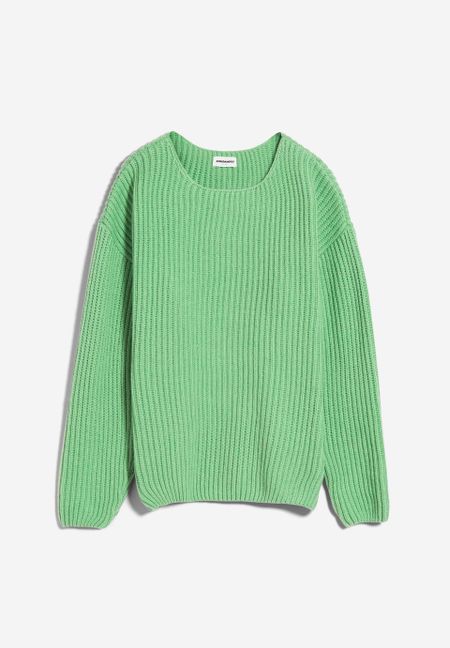 Pull vert pomme en laine bio et recyclée - saadi solid apple neon
