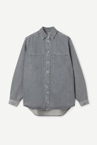 Surchemise en denim en coton bio et recyclé | gris "eleanor shirt mist"