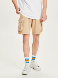 Short cargo beige en coton bio - sweat shorts safari