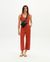 Combinaison en coton bio | rouge orangé "crimson rafflesia jumpsuit"