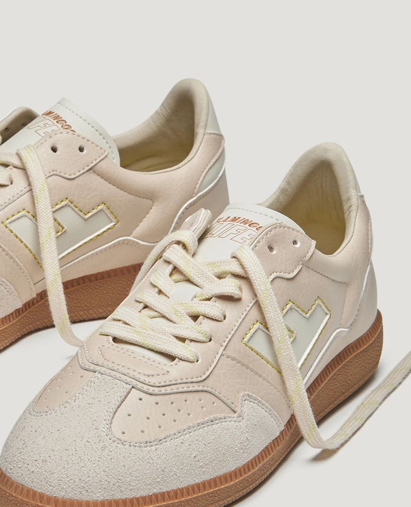 Baskets vegan | beige "burela slim sand matcha" - Flamingos Life
