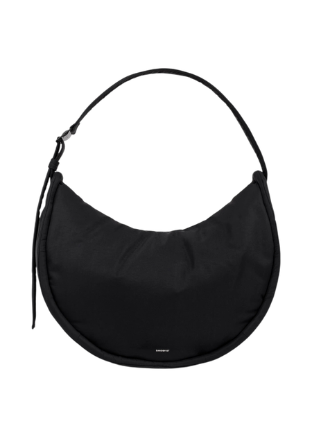 Sac bandoulière en matière recyclée | noir "curve half moon bag - black"