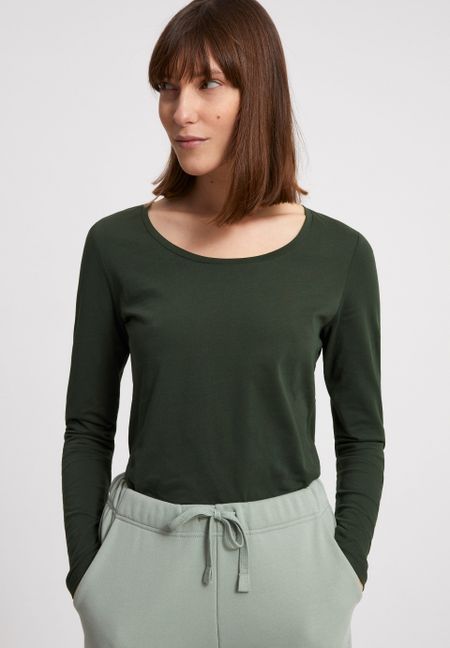 T-shirt à manches longues vert en coton bio - eleaa vintage green