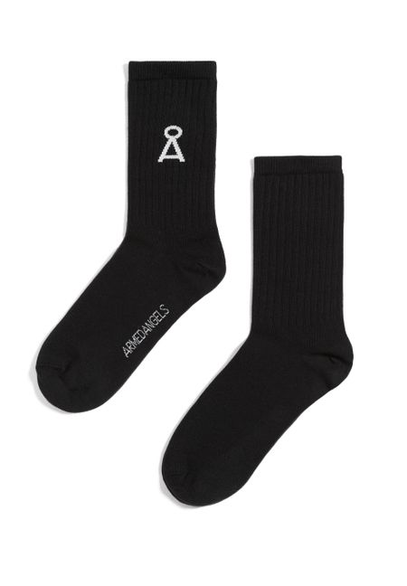 Chaussettes noires en coton bio et matière recyclée - saamu black