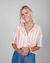 Chemise rose rayée en coton et matière recyclée - oversize cropped blouse coiro