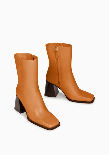 Bottines à talon en cuir certifié | camel "semaine caramel caramel"