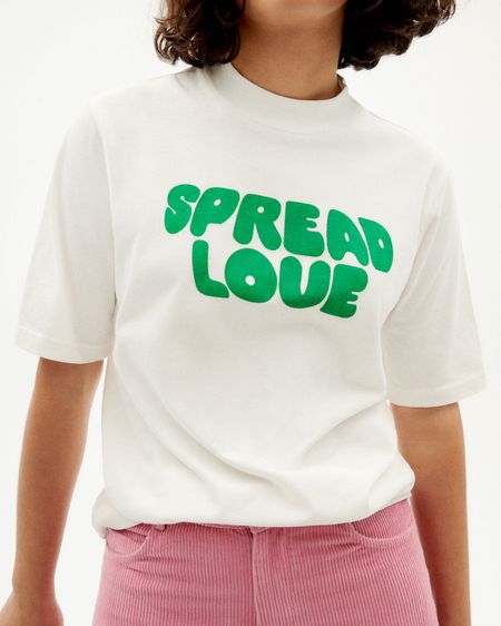 T-shirt blanc imprimé en coton bio - spread love t-shirt  snow white