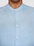 Chemise col mao en lin bio | bleu "regular linen stand collar asley blue" - Knowledge Cotton Apparel