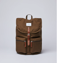 Sac à dos marron en coton bio, polyester recyclé et cuir - roald