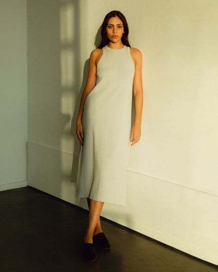 Robe midi en coton bio | bleu ciel "knit dress - moonlight grey"