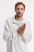 Sweat blanc col zippé en coton bio - half zip sweatshirt off-white