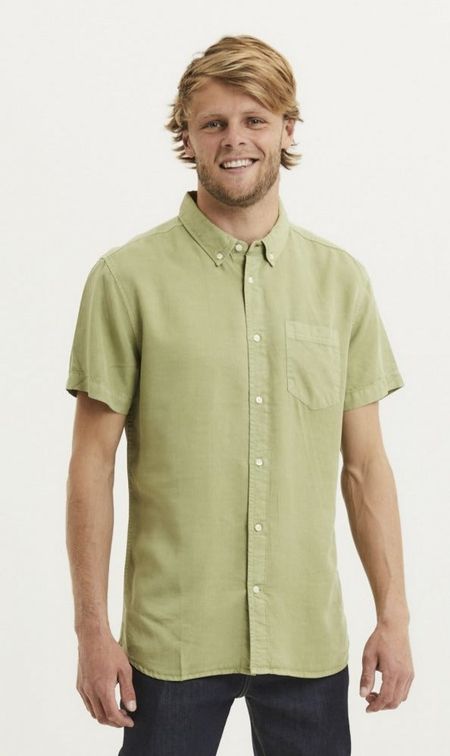 Chemise à manches courtes verte en tencel - larch