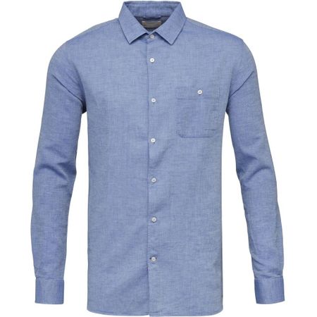Chemise bleu tissé en coton bio et lin - structured shirt