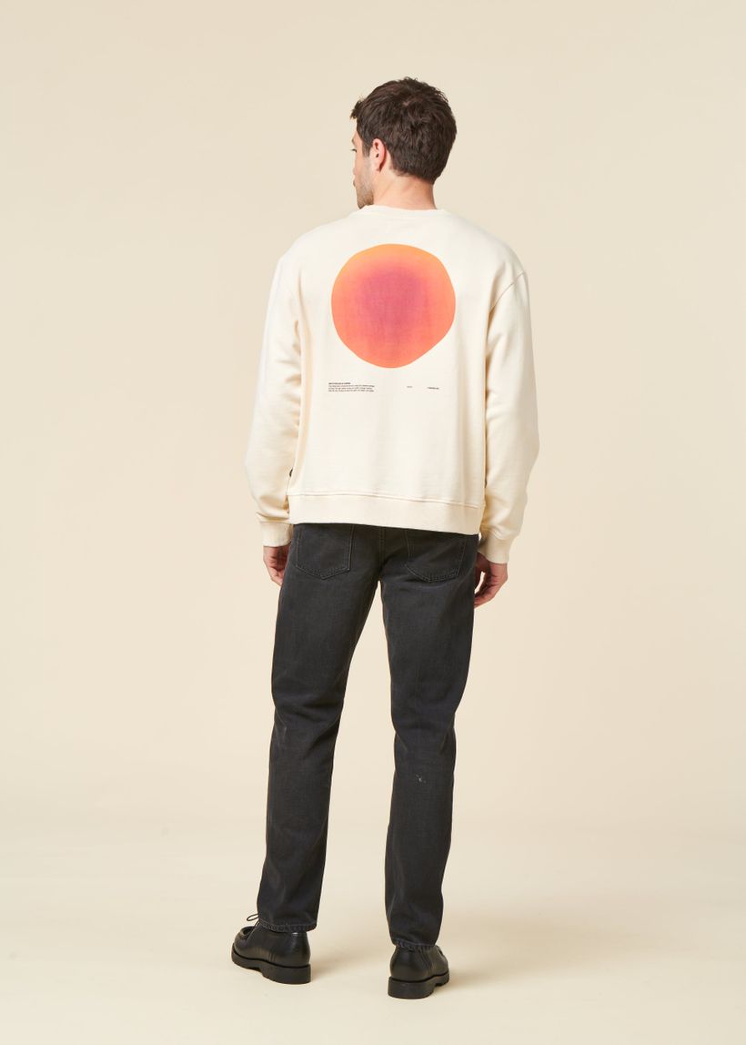 Sweat en coton biologique | blanc "sunset leon sweatshirt - white" - Thinking Mu