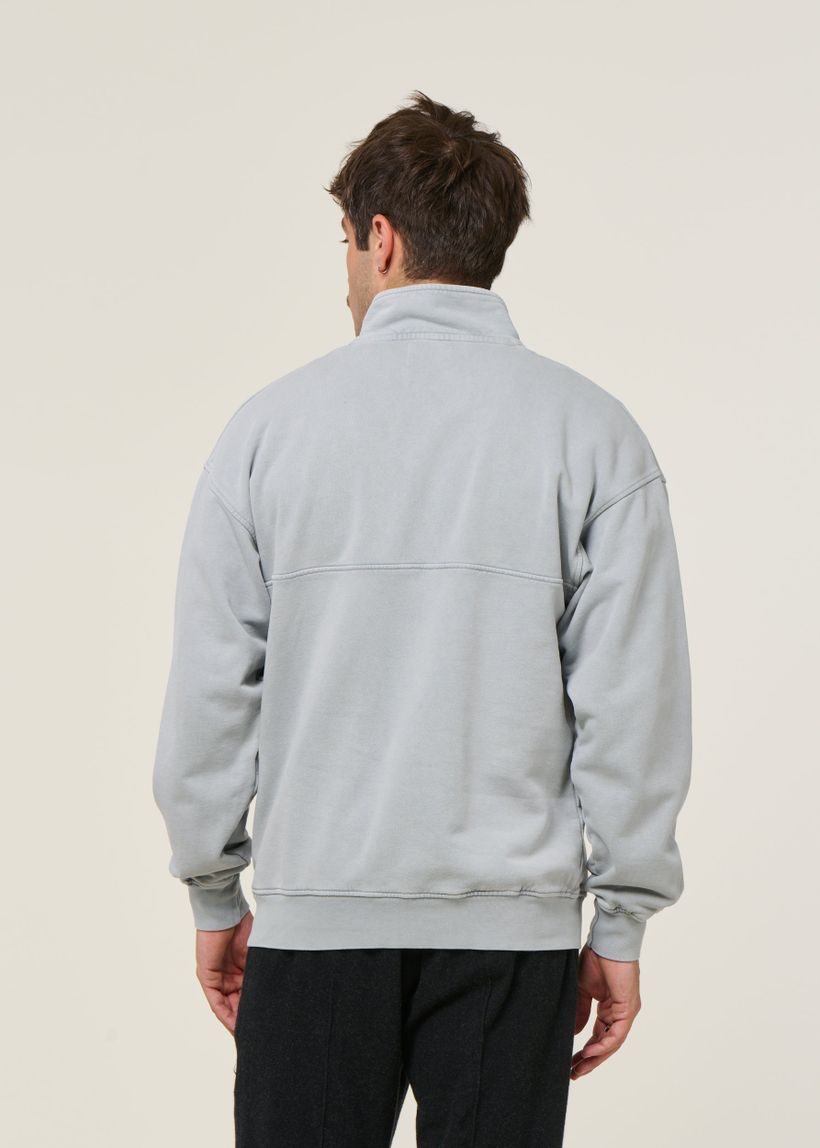 Sweat col zippé en coton biologique | gris "organic quarter zip - faded grey" - Colorful Standard