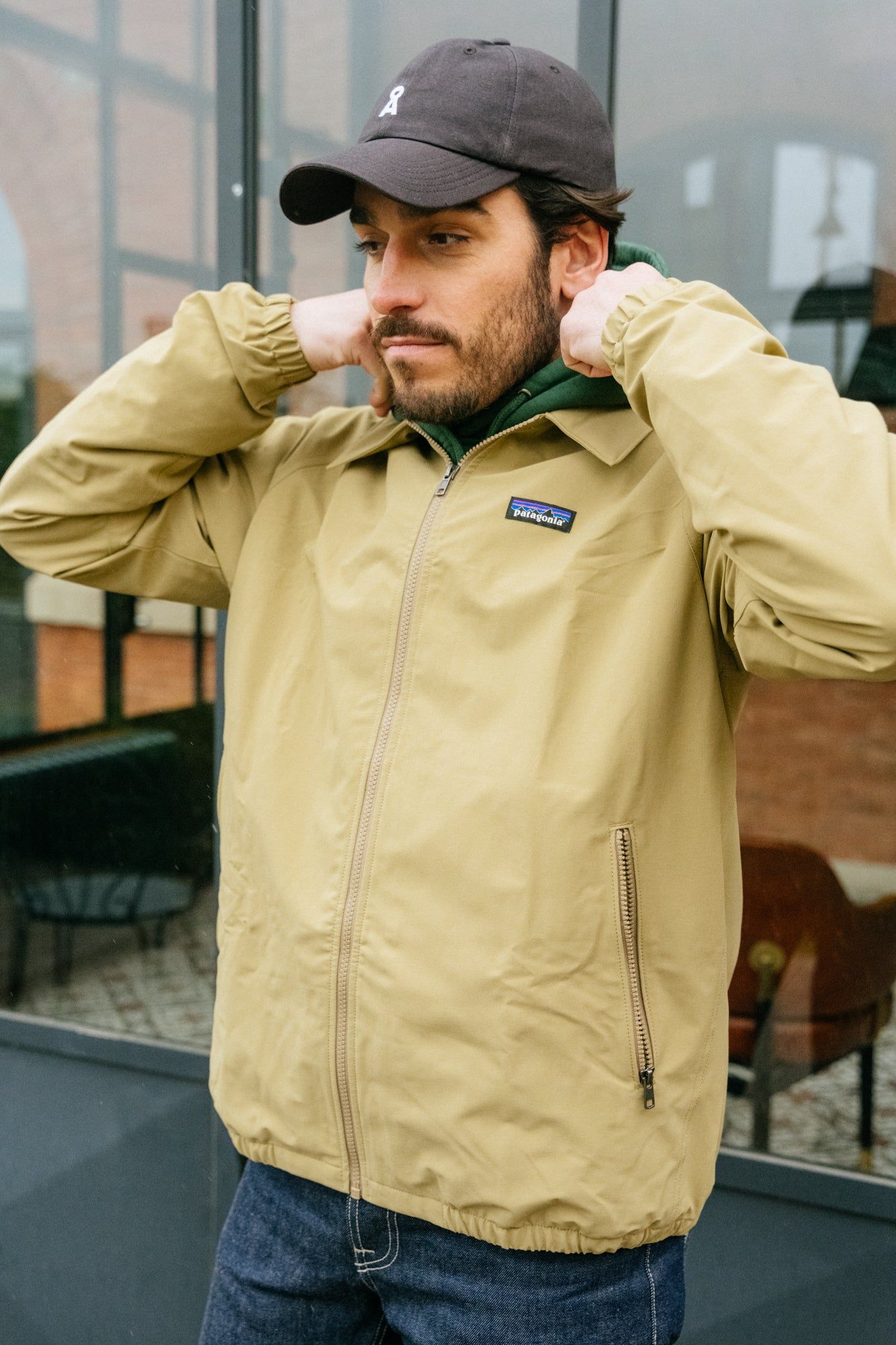 Veste impermeable zippee beige en matiere recyclee baggies jkt classic tan homme