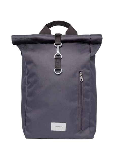 Sac à dos 19l en matière recyclée | noir "ground rolltop backpack l - asphalt with black webbing" - Sandqvist